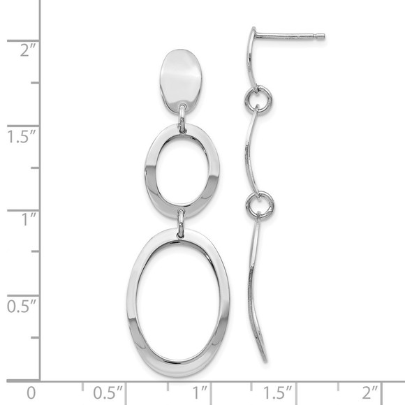 Sterling Silver Rhodium-plated Polished Post Dangle Earrings - Picture 2 of 4